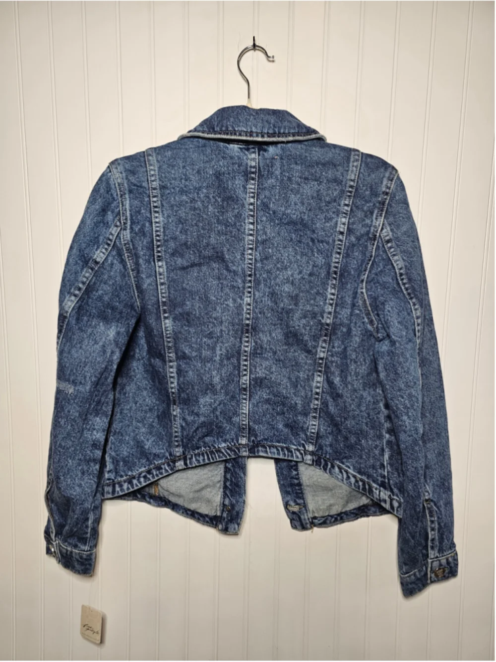 Free People We The Free Jade Denim Jacket High Dive Blue Acid Wash Size S NWT - Picture 2 of 12